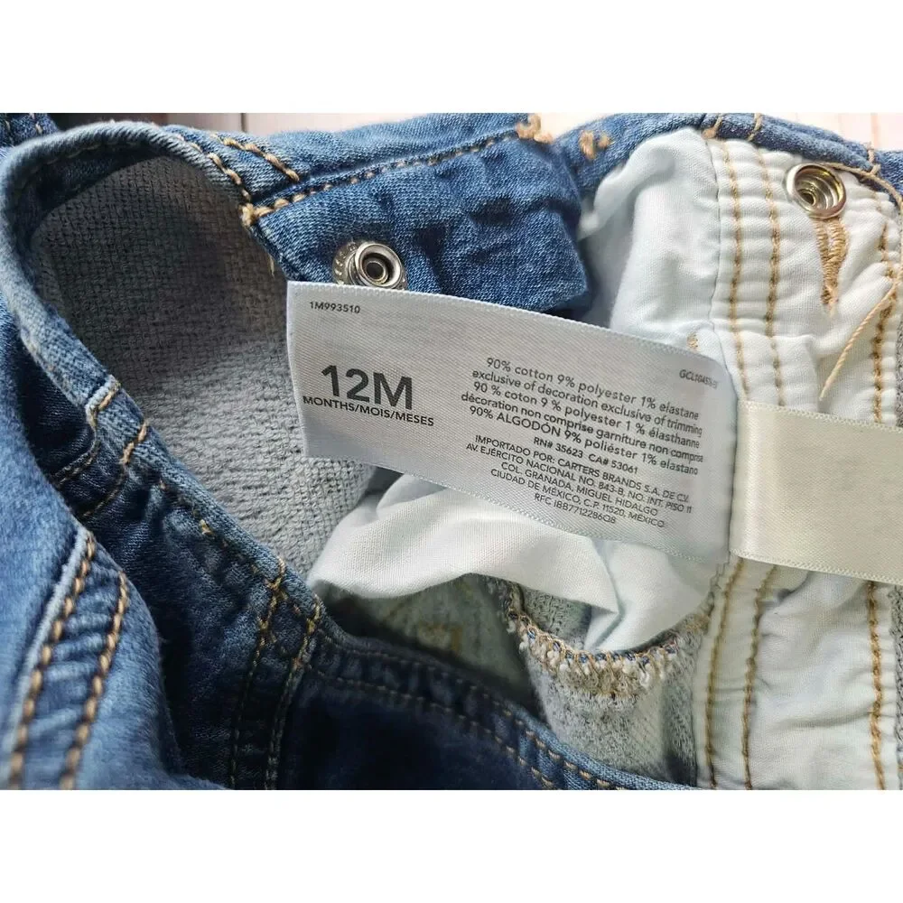 Baby B'gosh 12M Denim Overalls Blue Jean Bib Overall Pants Cotton Blend